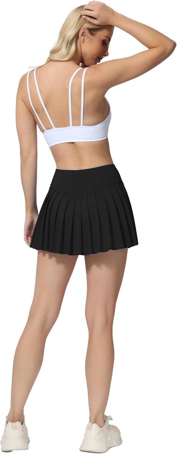 AugIris High Waited Pleated Tennis Skirt with Pockets Built-in Shorts Athletic Golf Skorts for Women Workout Sports