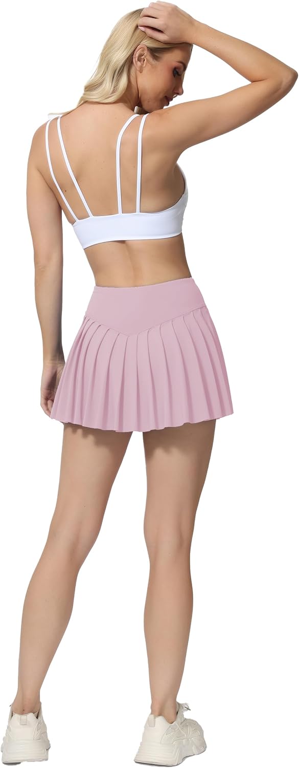 AugIris High Waited Pleated Tennis Skirt with Pockets Built-in Shorts Athletic Golf Skorts for Women Workout Sports