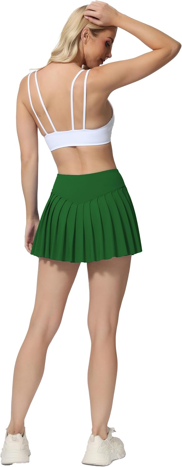 AugIris High Waited Pleated Tennis Skirt with Pockets Built-in Shorts Athletic Golf Skorts for Women Workout Sports