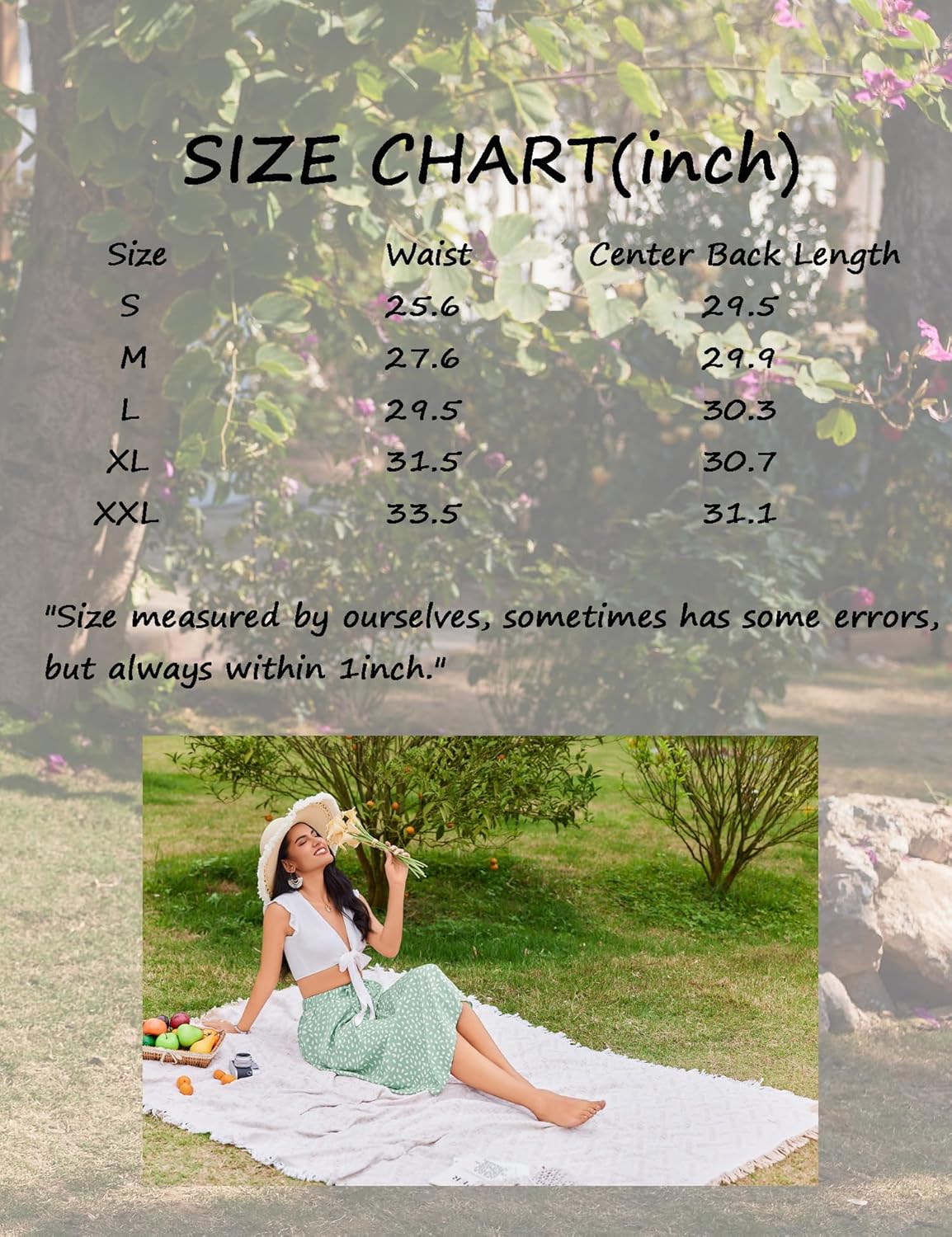 Women Floral Print Midi Skirt Summer Beach Pleated Elastic High Waisted A Line Skirt