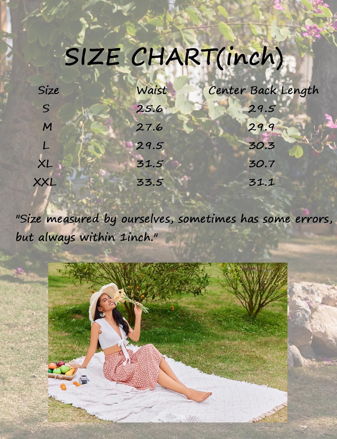Women Floral Print Midi Skirt Summer Beach Pleated Elastic High Waisted A Line Skirt