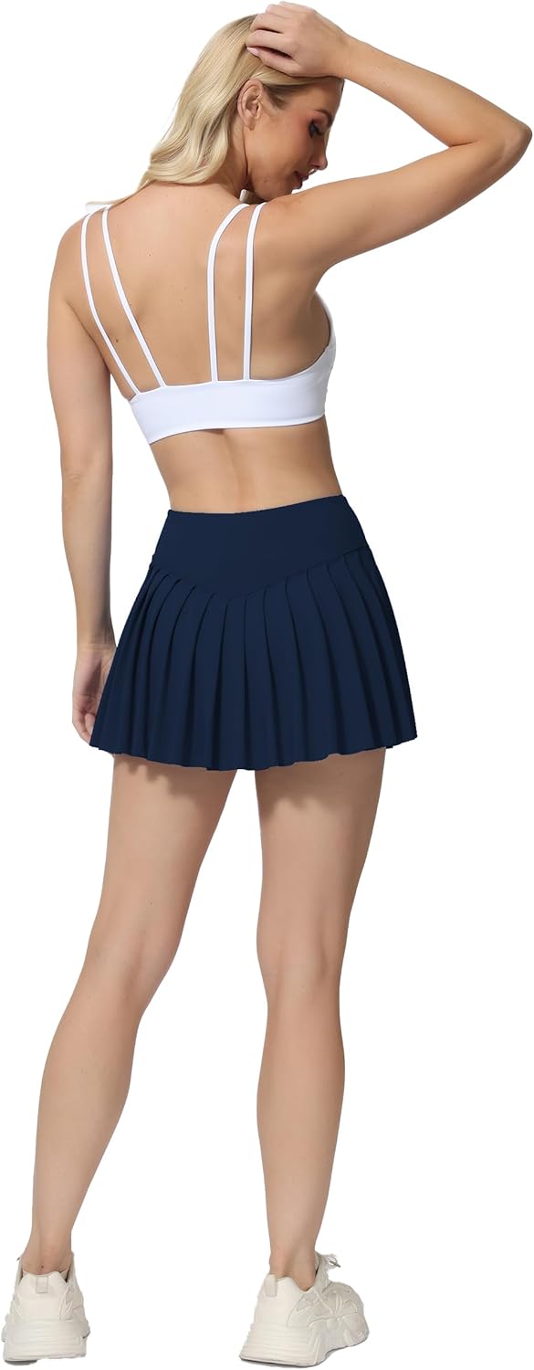 AugIris High Waited Pleated Tennis Skirt with Pockets Built-in Shorts Athletic Golf Skorts for Women Workout Sports