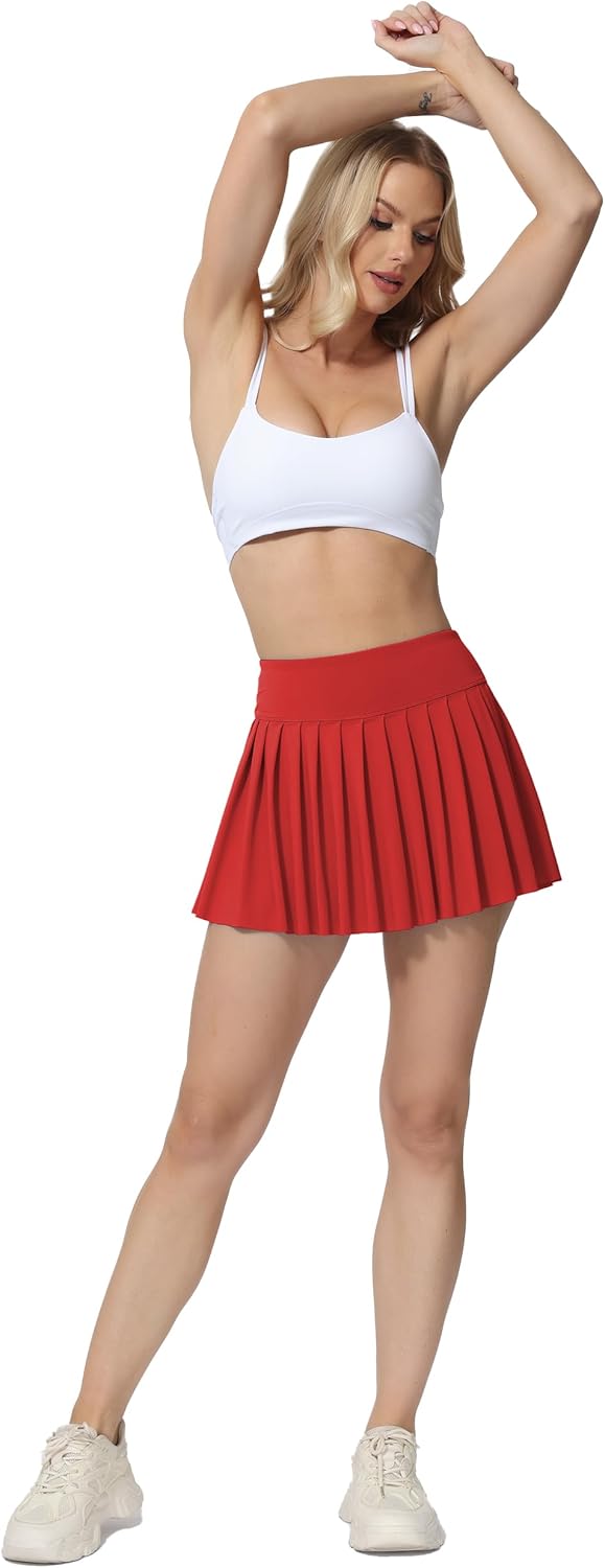 AugIris High Waited Pleated Tennis Skirt with Pockets Built-in Shorts Athletic Golf Skorts for Women Workout Sports