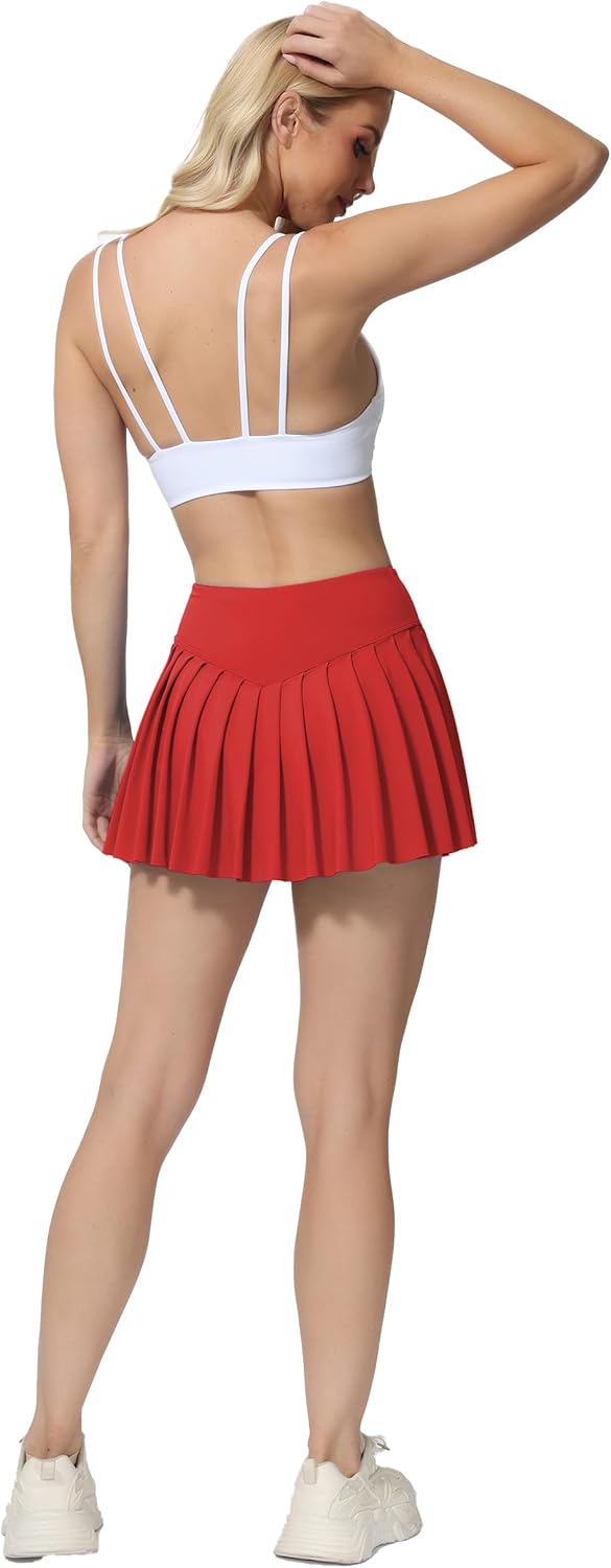 AugIris High Waited Pleated Tennis Skirt with Pockets Built-in Shorts Athletic Golf Skorts for Women Workout Sports