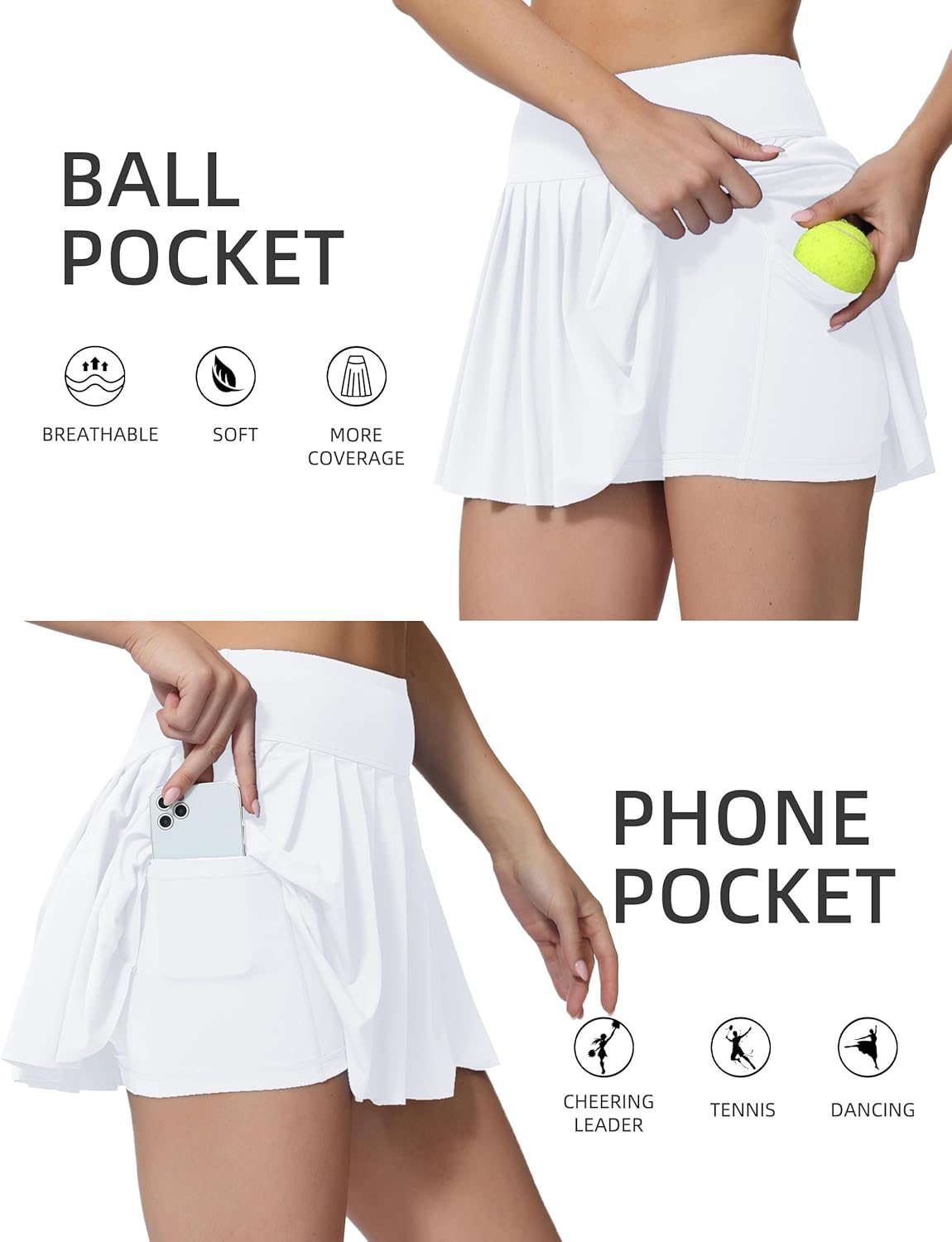 AugIris High Waited Pleated Tennis Skirt with Pockets Built-in Shorts Athletic Golf Skorts for Women Workout Sports