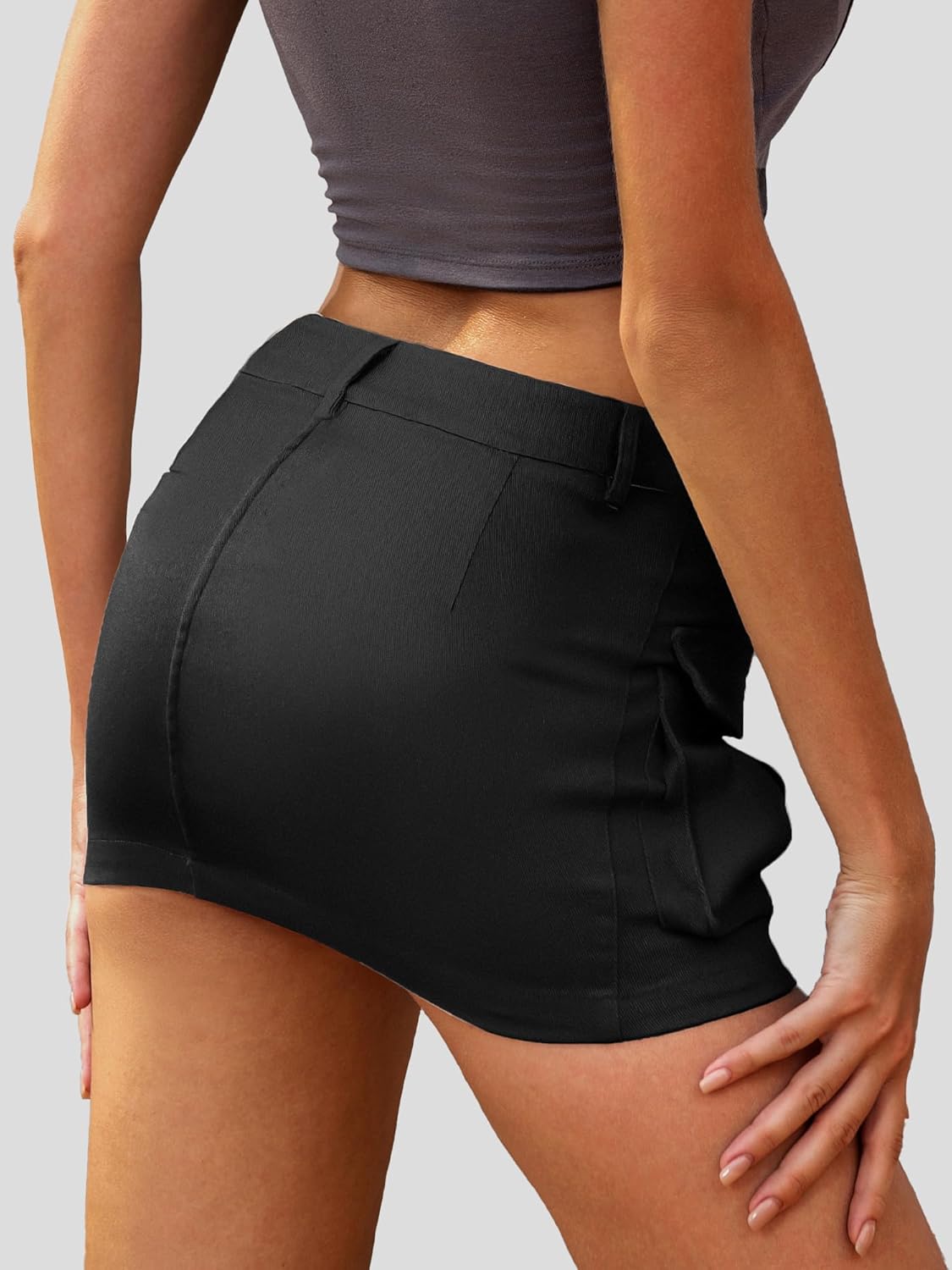 High Stretchy Cargo Skirt for Women, Low Waist  Mini Skirt Cute Denim Skirt with Pockets