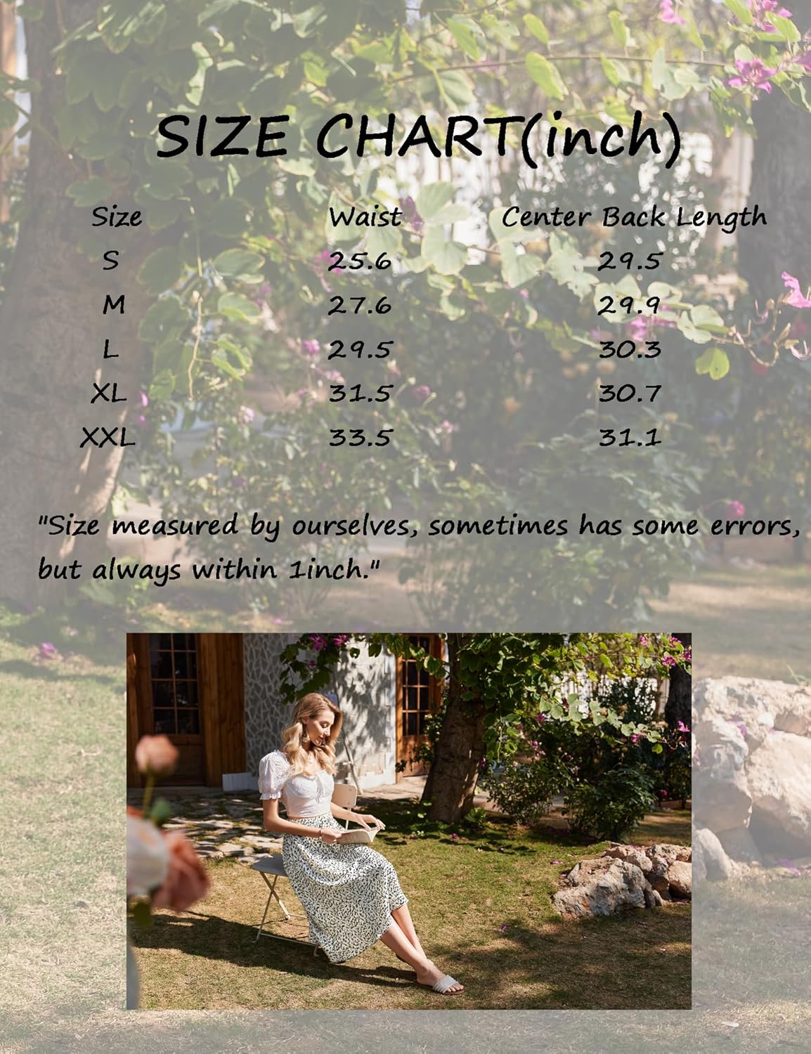 Women Floral Print Midi Skirt Summer Beach Pleated Elastic High Waisted A Line Skirt