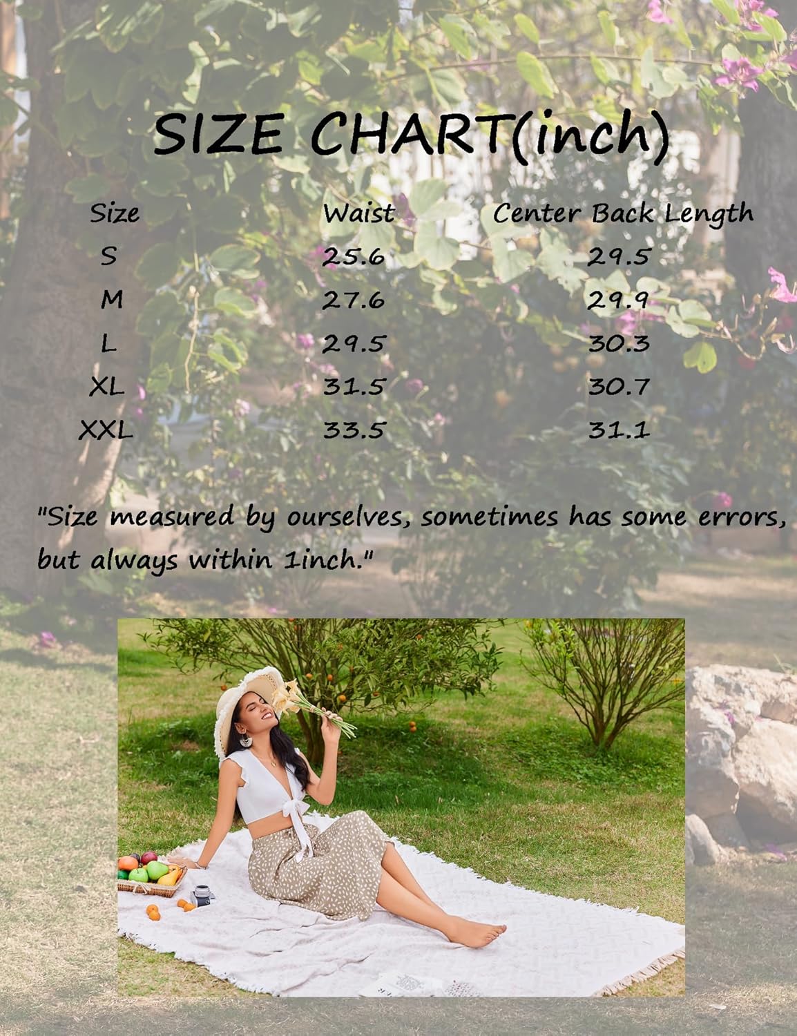 Women Floral Print Midi Skirt Summer Beach Pleated Elastic High Waisted A Line Skirt